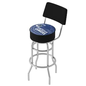 Vancouver Canucks Watermark 31 in. Blue Low Back Metal Bar Stool with Vinyl Seat