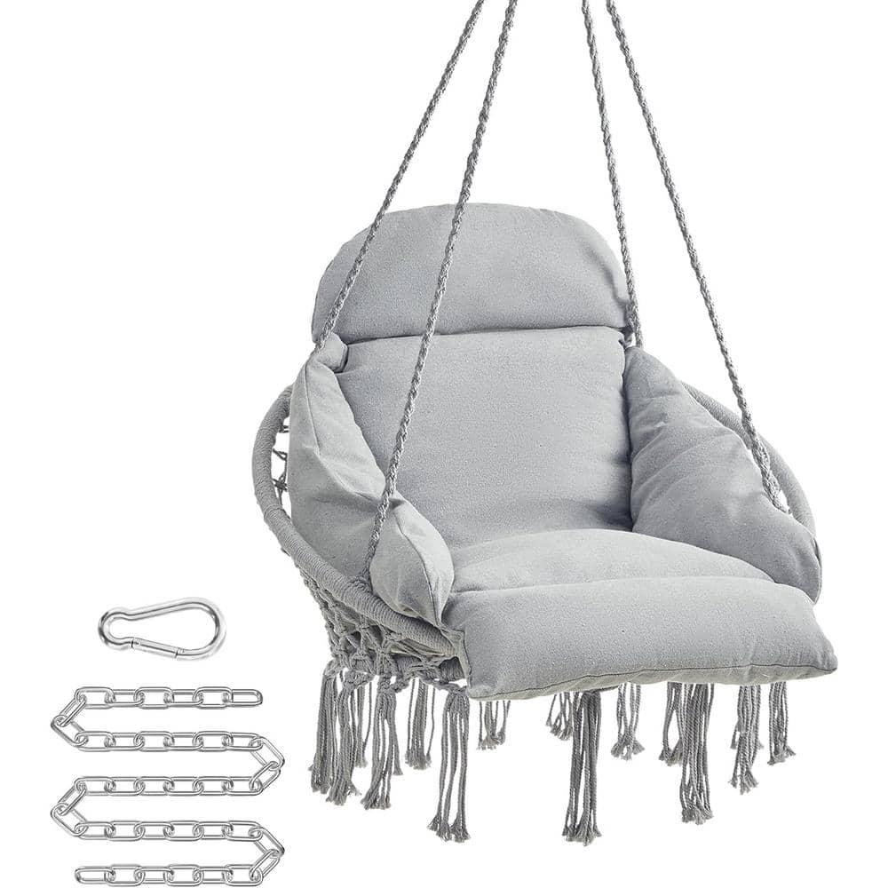 2.6 ft. Hanging Boho Swing Hammock Chair with Thick Cushion, Holds up to 26