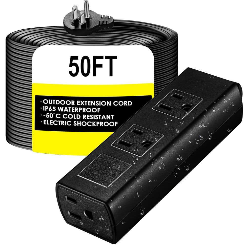 50 ft. Weatherproof Outdoor Extension Cord with 3-Outlets Shockproof Overload Protection Waterproof Surge Protector price history on PriceWatchPro