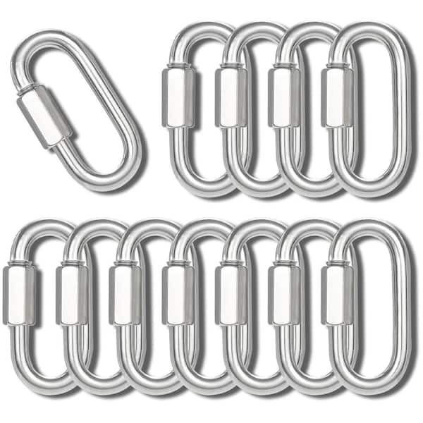 Chain Quick Brackets Links 12-Pack Silver Heavy Duty Carabiner 175 lbs. Capacity High Strength Anti-Rust Chain Connector