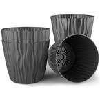 12 in. Dia Grey Plant and Flower Pot, European Made, Stylish Indoor and Outdoor Polypropylene Planter, (4/1 Set)