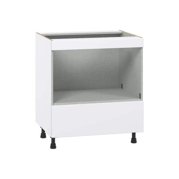J COLLECTION Fairhope Bright White Slab Assembled Base Kitchen Cabinet for Micro and Draw (30 in. W x 34.5 in. H x 24 in. D)