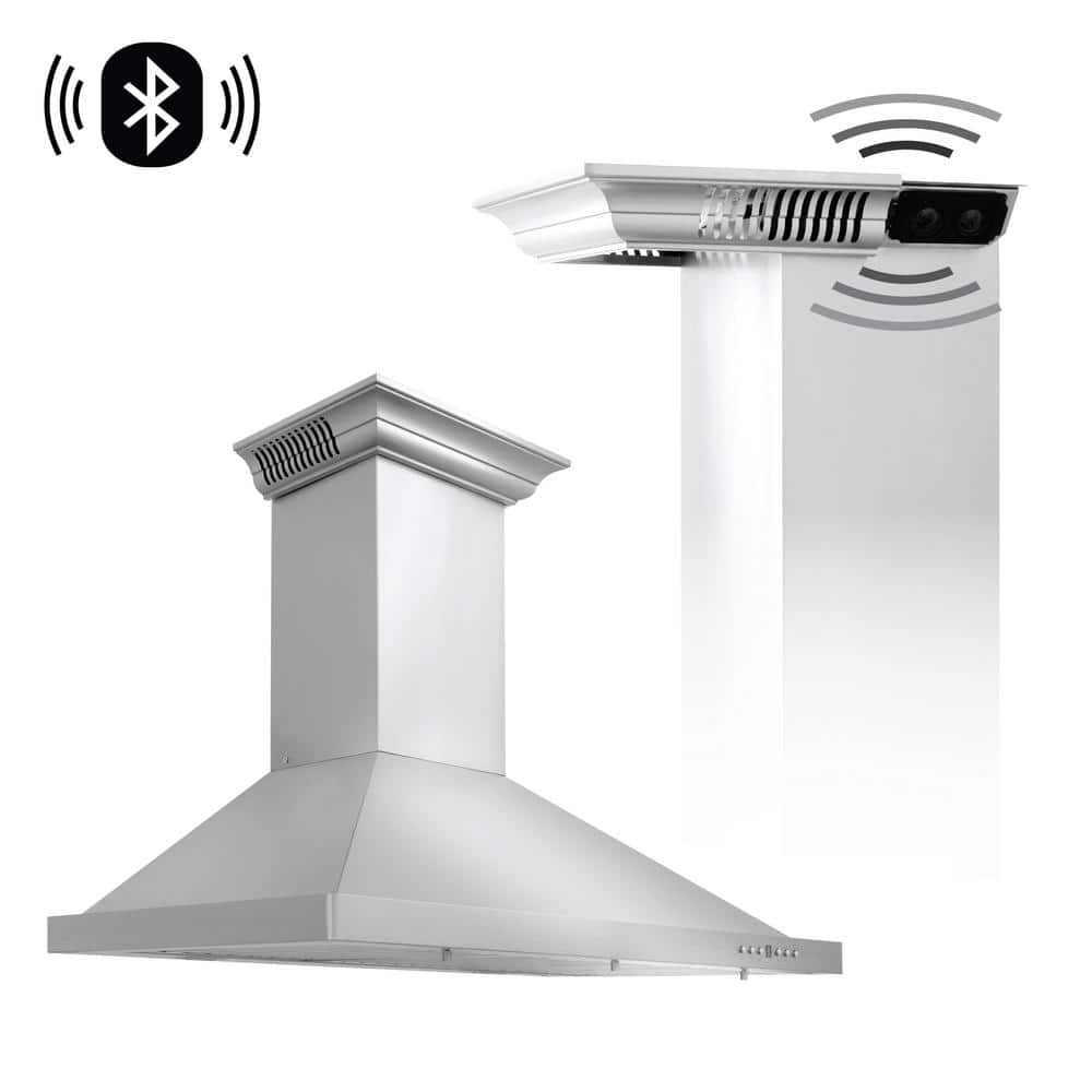 30 in. 400 CFM Ducted Vent Wall Mount Range Hood in Stainless Steel with Built-in CrownSound Bluetooth Speakers