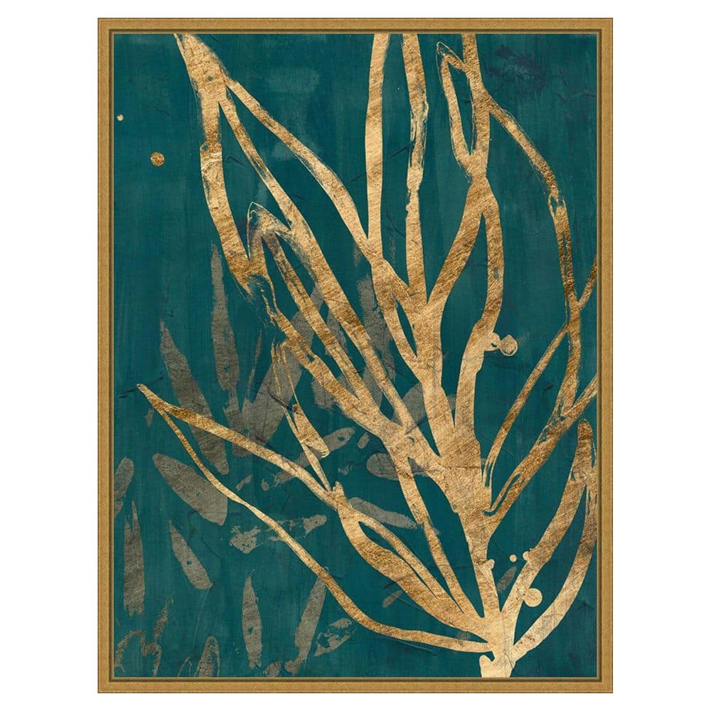 Burnished Jungle Leaves II by June Erica Vess 1-Piece Floater Frame Canvas Giclee Abstract Art Print 30 in. x 23 in. W price history on PriceWatchPro