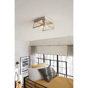 Briarwood Collection 2-Light Bleached Oak Kitchen Farmhouse Ceiling Light Flush Mount