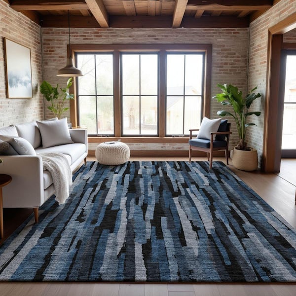 Mayfield Premium Machine Washable Abstract AMF1079 Blue 10 ft. x 14 ft. Area Rug