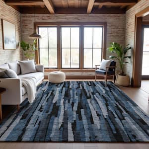 Mayfield Premium Machine Washable Abstract AMF1079 Blue 5 ft. x 7 ft. 6 in. Area Rug