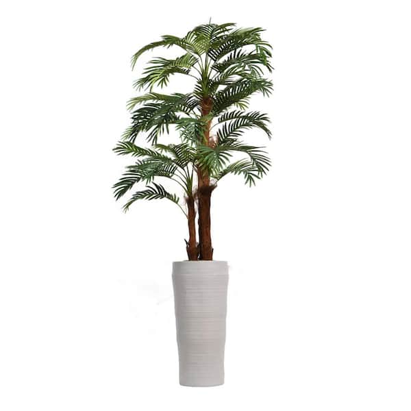 VINTAGE HOME 87 in. Tall Palm Tree Artificial Decorative Faux with Burlap Kit and Fiberstone Planter