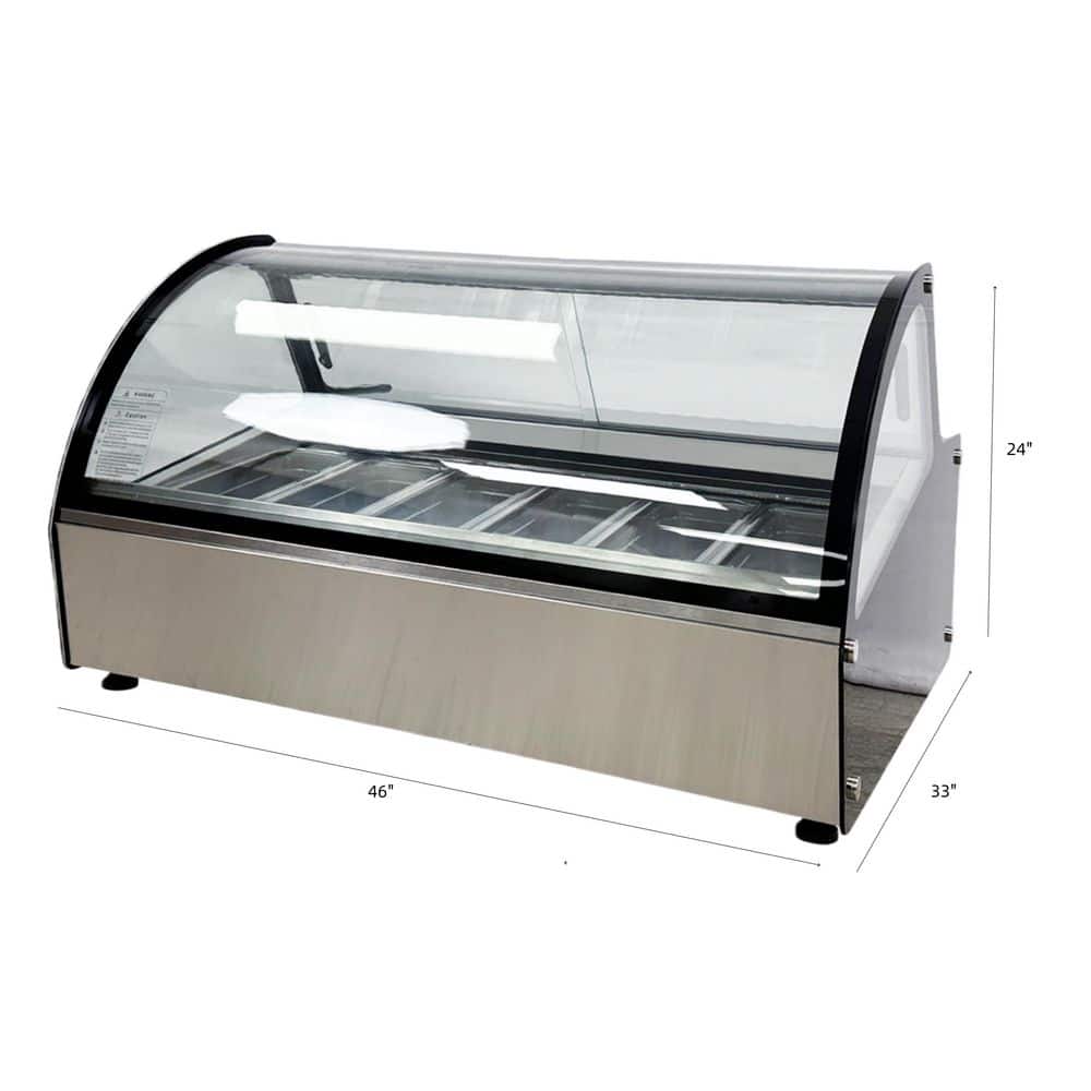 NSF 48 in. 6.5 cu. ft. Commercial Gelato Case Manual Defrost Chest Freezer Dipping Ice Cream Cabinet in Stainless Steel