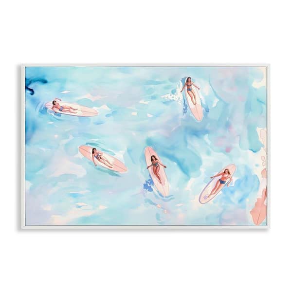 Surfer Girls on Sea by Arlington Prints White Framed People Giclee Art Print 16 in. x 24 in.