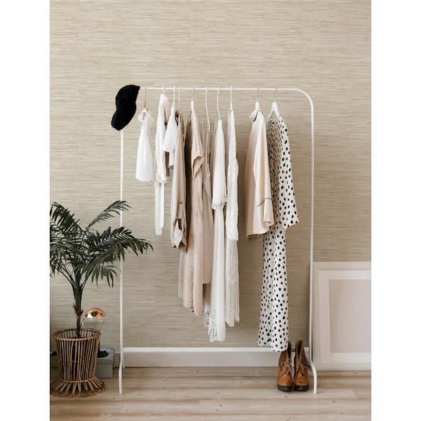 Exhale Dove Woven Faux Grasscloth Wallpaper