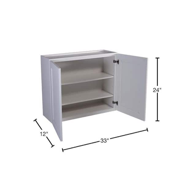Design House Brookings Solid Wood Assembled Shaker 33 in. x 24 in. x 12 in. 2 Door Wall Kitchen Cabinet W3324 in White