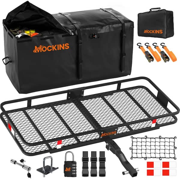 500 lbs. Capacity XL Hitch Mount Cargo Carrier Set w/Folding Shank and 2 in. Raise Includes Cargo Bag Net Straps Locks