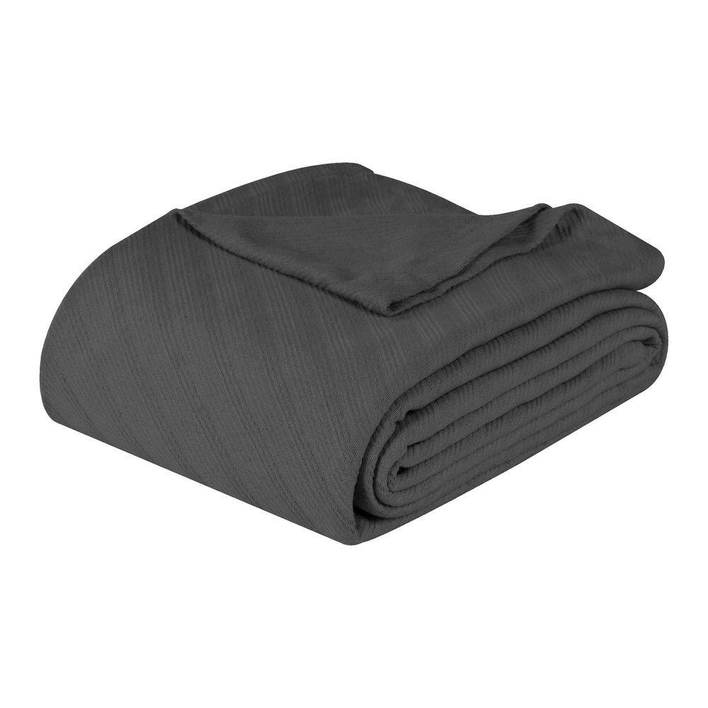 Milan Charcoal Textured Cotton Striped Lightweight Woven Full/Queen Blanket price history on PriceWatchPro