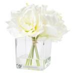 Pure Garden 8.5 in. Artificial Lily Floral Cream Arrangement M150048