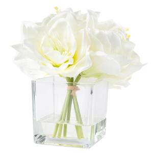 8.5 in. Artificial Lily Floral Cream Arrangement