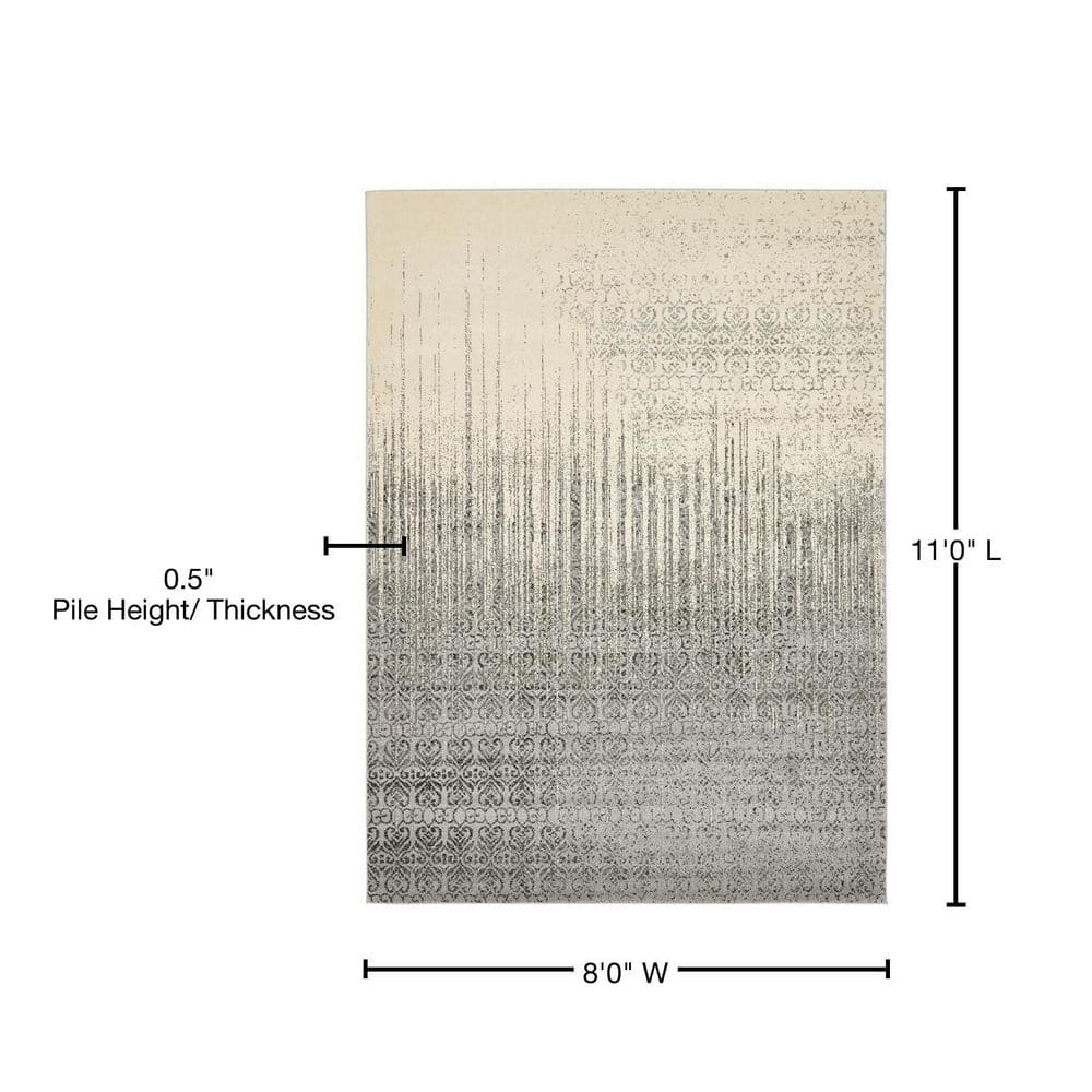 Gray Tufted Reversible Rectangular Washable Area Rug 8' x 11'