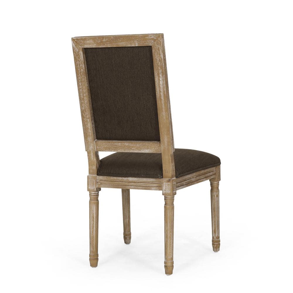 High-Back Parsons Side Chair in Brown with Wood Frame, Set of 2