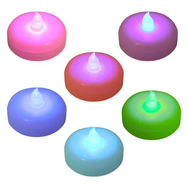 LUMABASE Battery Operated Floating LED Candles - Color Changing (6-Count)