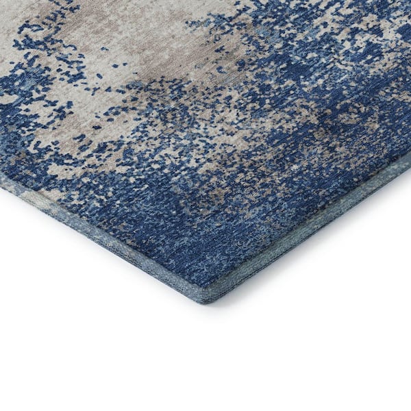 Mayfield Premium Machine Washable Abstract AMF1027 Navy 2 ft. x 3 ft. Area Rug