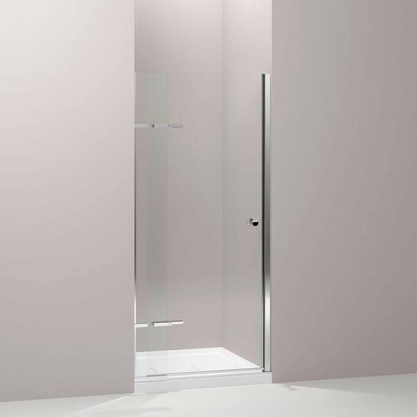 KOHLER Underline 36 in. x 69-1/2 in. Frameless Pivot Shower Door in Bright Polished Silver with Handle