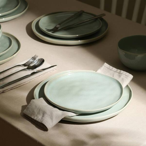 STONE LAIN Mirella 12-Piece Light Green Stoneware Dinnerware Set