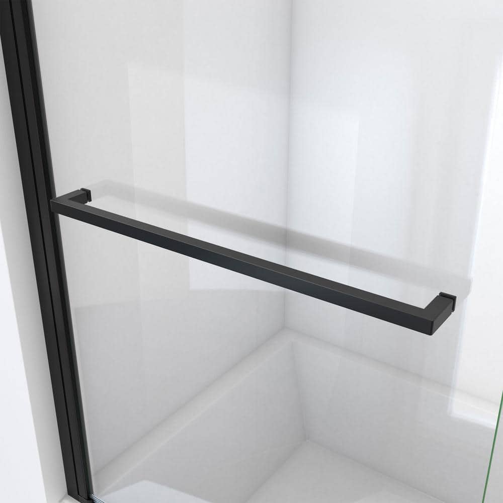 Aqua-Q 58" Frameless Tub Door with Black Finish