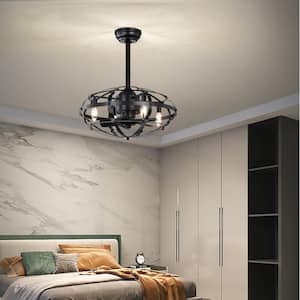 20.6 in. Indoor Matte Black Ellipsoid Ceiling Fan with Remote Control