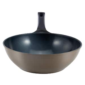 Cook N Home 2646 Nonstick Marble 12-Inch/30cm Deep Saute Stir Fry Pan Wok, 12-Inch, Black