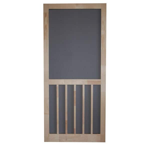 Screen Tight 30 in. x 80 in. Timberline Wood Unfinished Reversible Hinged Screen Door