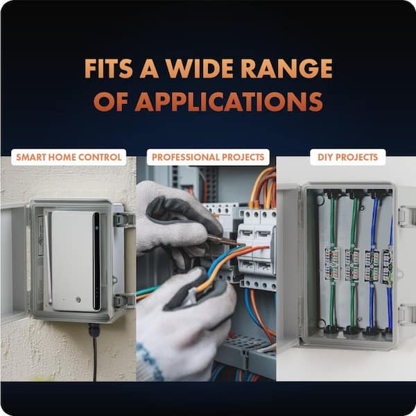 NEMA 4X 4.72 in. L x 6.3 in. W x 8.66 in. H Polycarbonate Gray Weatherproof Electrical Junction Box with Hinged Cover