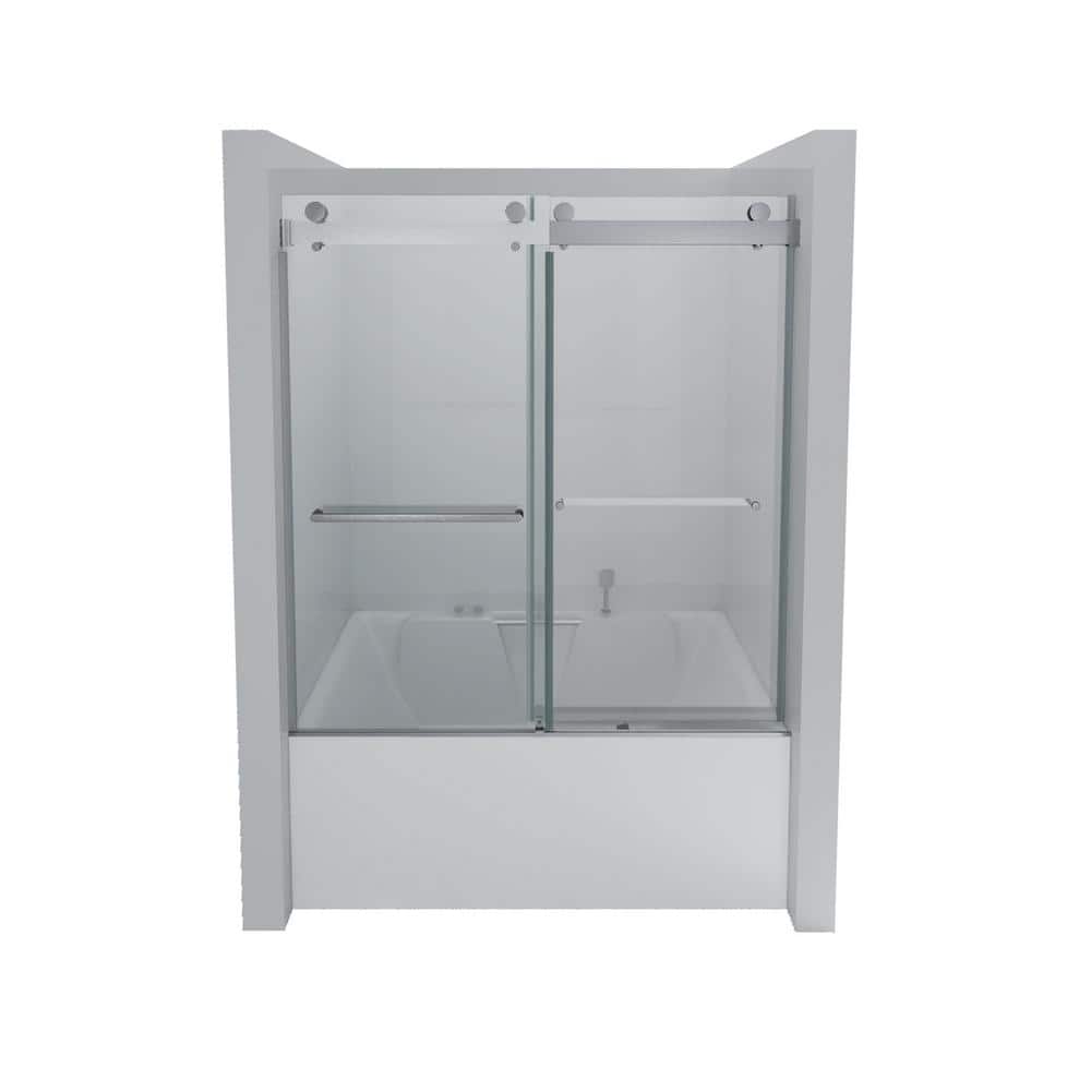 60'' Chrome Frameless Sliding Tub Door with Clear Glass