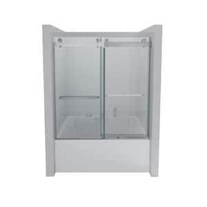 56 in. to 60 in. W x 65 in. H Sliding Frameless Bathtub Door in Chrome Finish with Clear Glass