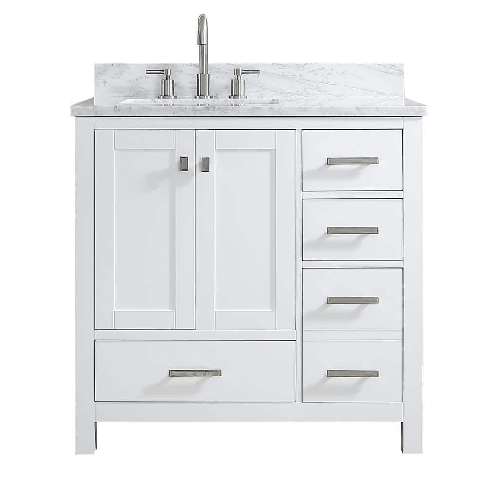 Astoria 36 in.W x 22 in. D x 35.4 in. H Free-standing Single Sink Bath Vanity in White with Straight Marble Vanity Top price history on PriceWatchPro