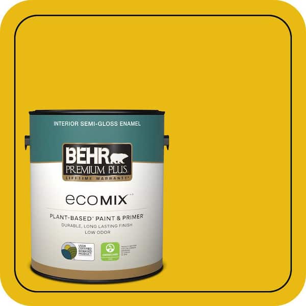 1 gal. #390B-7 Lemon Lime Semi-Gloss Enamel EcoMix Plant-Based Interior Paint & Primer