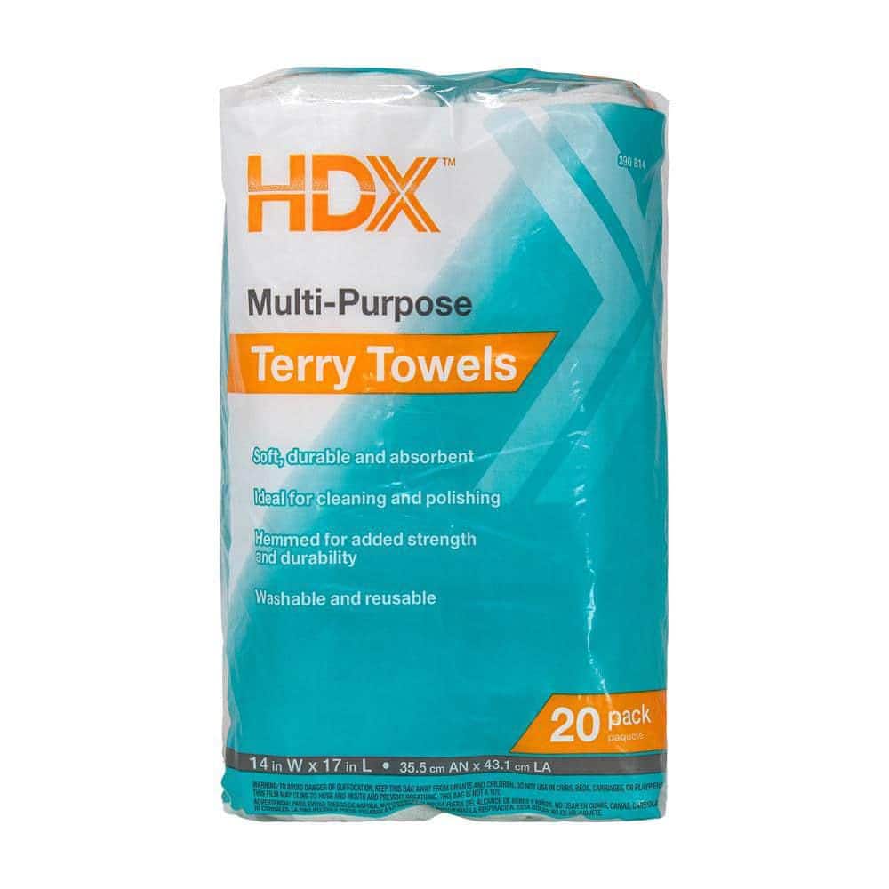 HDX - 14 in. x 14 in. Multi-Purpose Terry Towel (100-Pack)