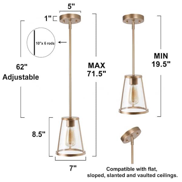 Lnc 1 Light Gold Modern Pendant, Copper Pipe Light Fixture Diy Kit Canada