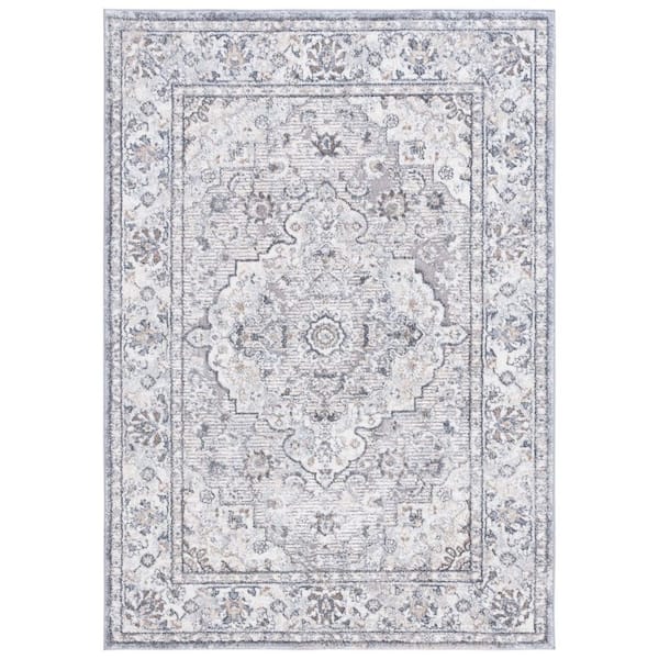 SAFAVIEH Opal 5 ft. x 8 ft. Gray/Ivory Floral Distressed Border Area Rug