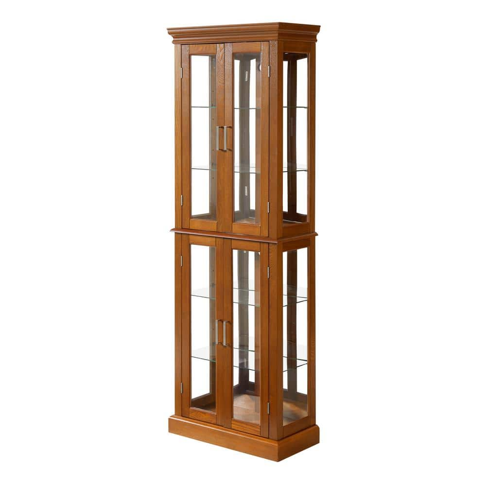 XUJMK 24 in. W x 12 in. D x 70 in. H Brown Linen Cabinet Curio Cabinet ...