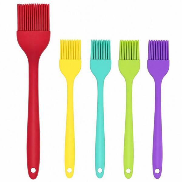 600° F Heat Resistant Silicone Basting Brushes, Multicolor Pastry and BBQ Brush Set for Grilling Baking Cooking