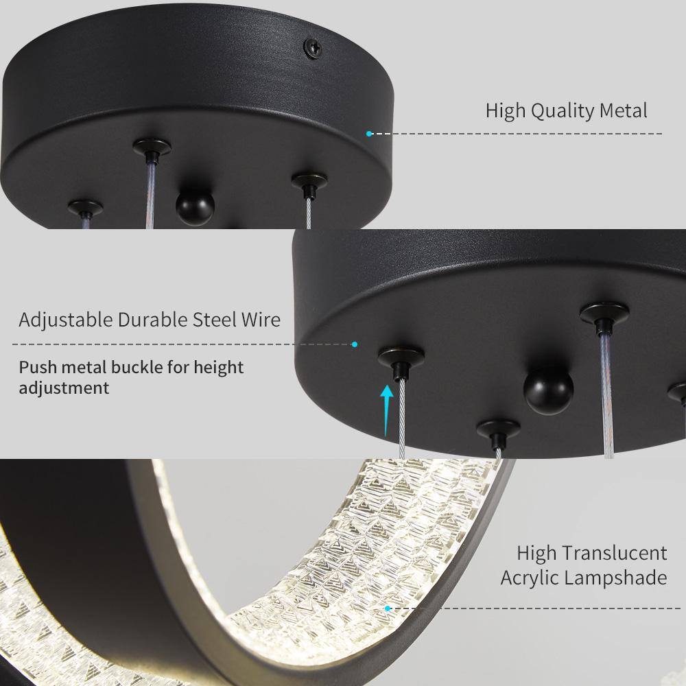 Black Metal Cage LED Ring Pendant Light