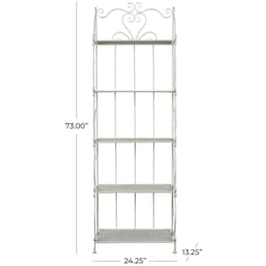 White Indoor Outdoor Tall Folding 5 Shelves Scroll Bakers Rack