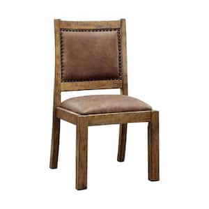 Cottage Rustic Pine Side Chair with Fabric