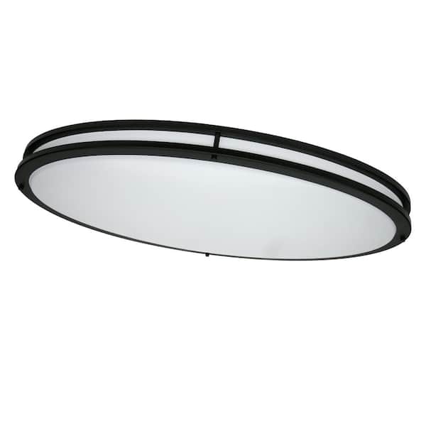 Commercial Electric Orbit 32 in. Matte Black Oval LED Flush Mount Ceiling Light 3000 Lumens 42W Adjustable CCT 120V Dimmable