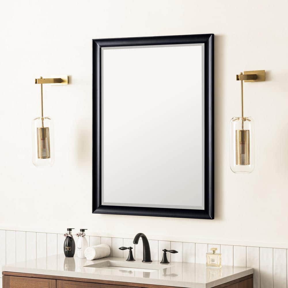 Glenbrooke 30 in. W x 40 in. H Rectangular Framed Wall Mount Bathroom Vanity Mirror in Black Onyx price history on PriceWatchPro