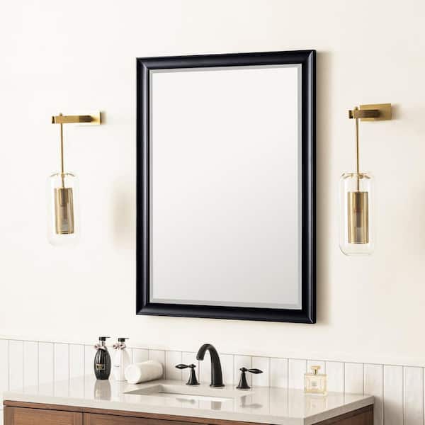 Glenbrooke 30 in. W x 40 in. H Rectangular Framed Wall Mount Bathroom Vanity Mirror in Black Onyx