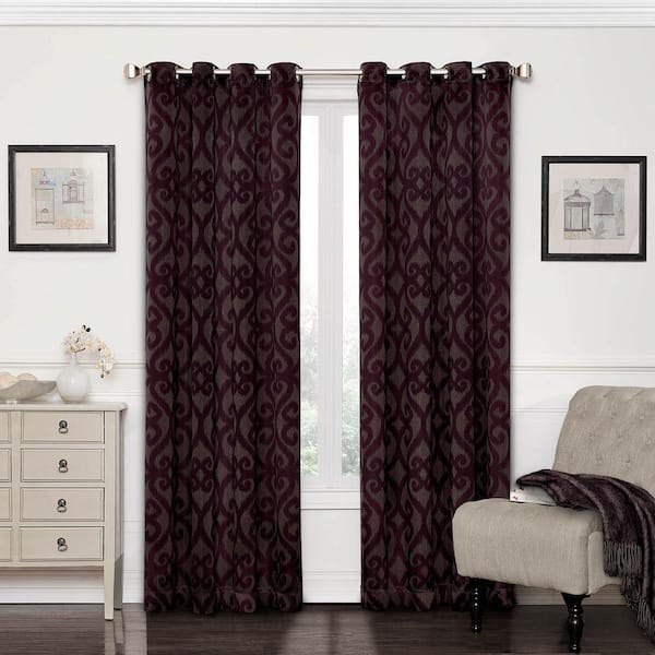 Eclipse Patricia Blackout Aubergine Grommet Curtain Panel, 84 in. Length (Price Varies by Size)