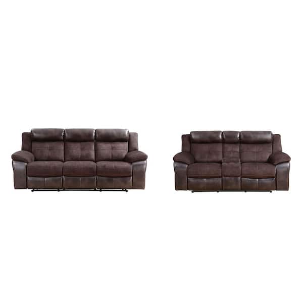 Pueblo 2-Piece Brown Polyester Manual Reclining Living Room Set