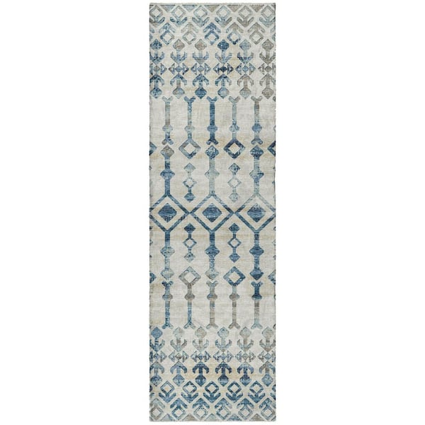Dream Shag Premium Machine Washable Abstract ADS79 Ivory 2 ft. x 7 ft. Runner Rug