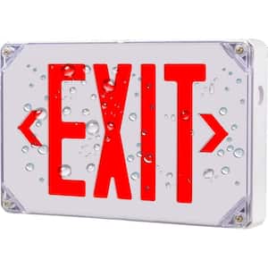 Red Light Up Integrated LED Hardwired or Battery Operated Wet Location Approved Exit Sign